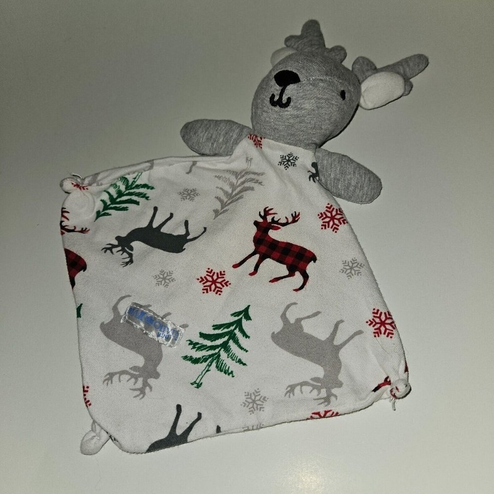 Max & Olivia Gray Reindeer Plush Mini Lovey Baby Toy Trees Snowflakes Winter